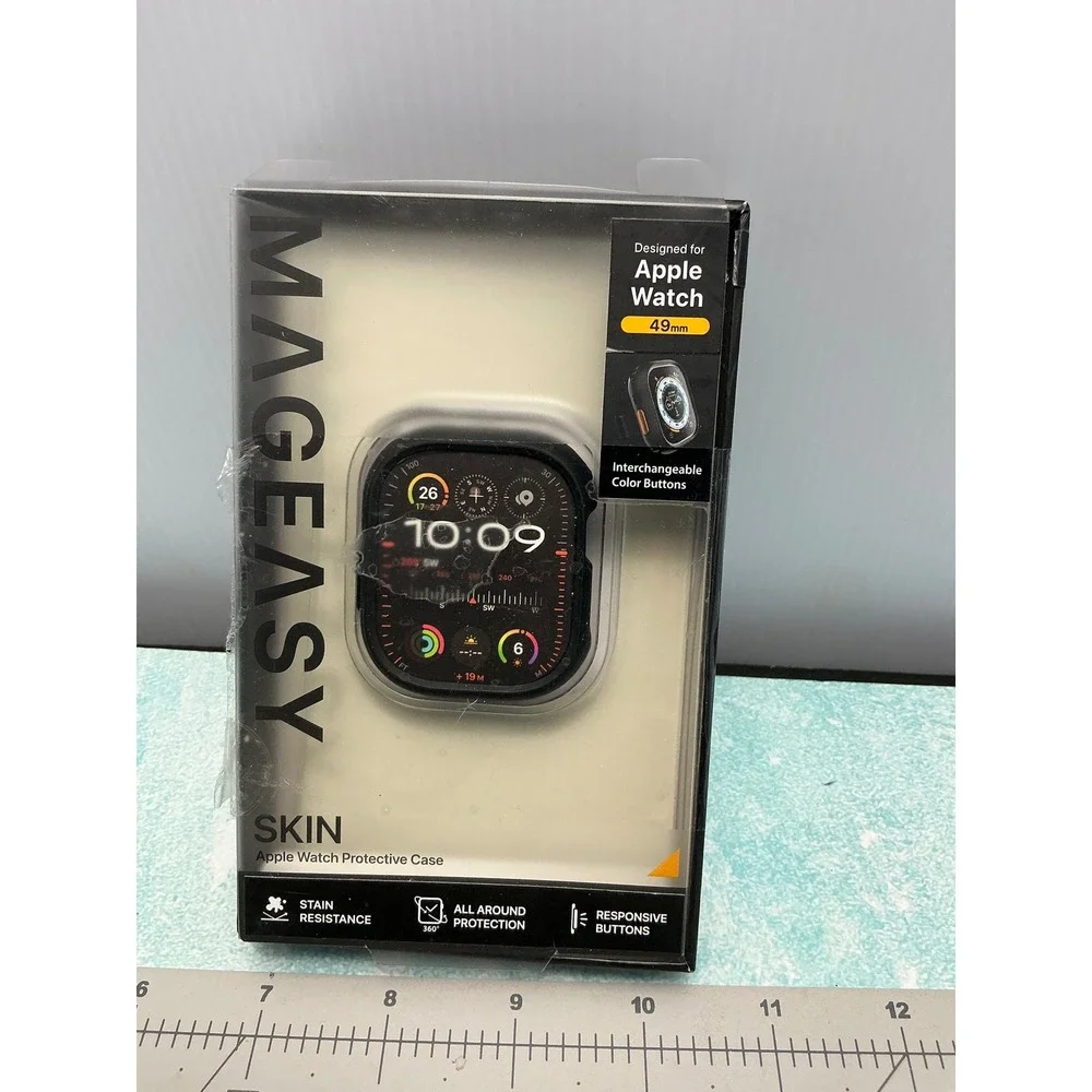 Mageasy Skin Apple Watch Protective Case 49mm Black TPU Shockproof Ultra Ultra 2